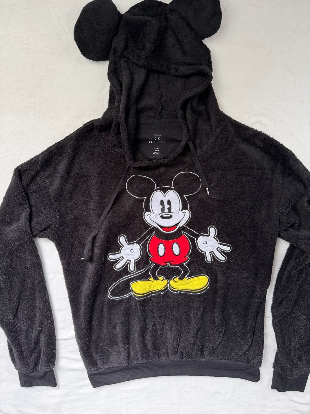 Disney Black Plush Hoodie with Mickey Graphic and Ears - Women’s Small